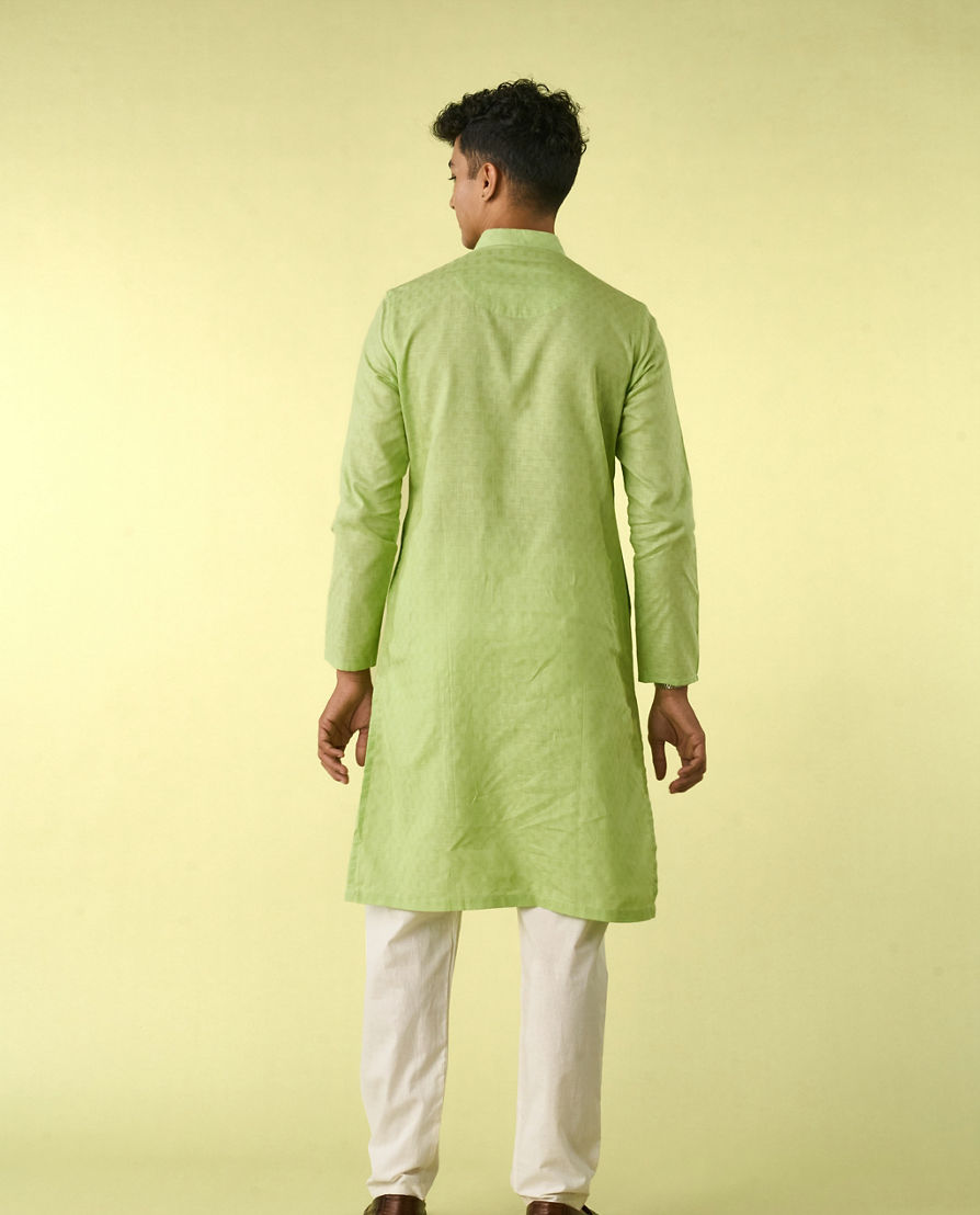 Diwas Men Light Mid Green Cotton Kurta Pajama