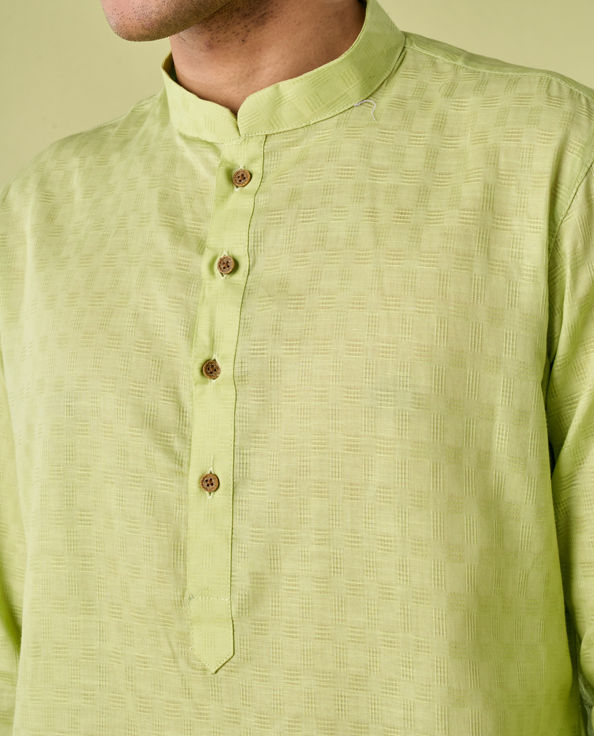Diwas Men Light Mid Green Cotton Kurta Pajama