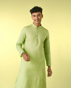 Diwas Men Light Mid Green Cotton Kurta Pajama