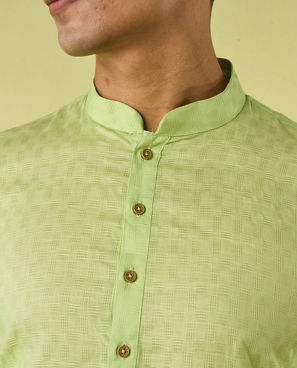 Diwas Men Light Mid Green Cotton Kurta Pajama