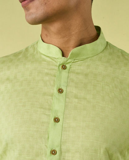 Diwas Men Light Mid Green Cotton Kurta Pajama