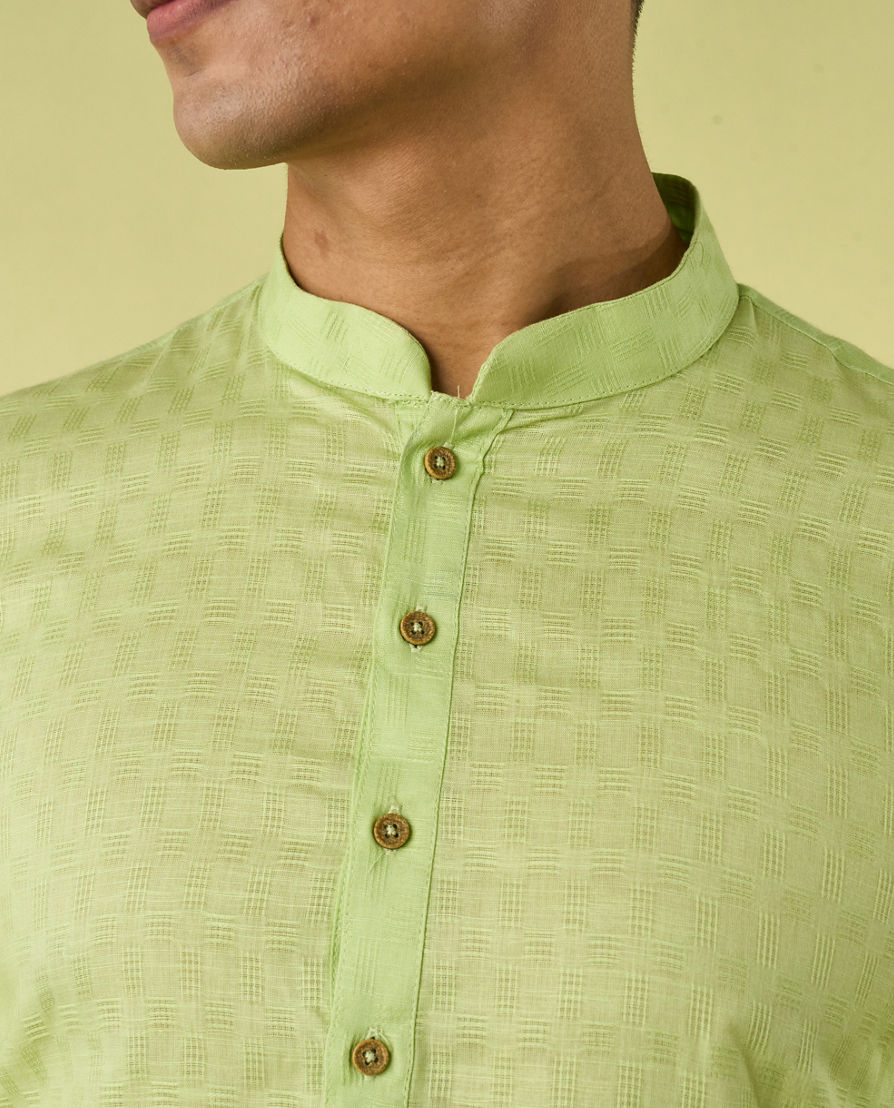Diwas Men Light Mid Green Cotton Kurta Pajama