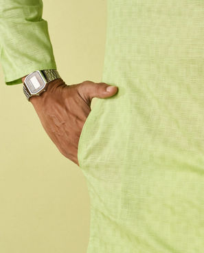 Diwas Men Light Mid Green Cotton Kurta Pajama