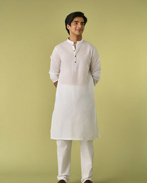 Diwas Men Elegant White Cotton Kurta Pajama