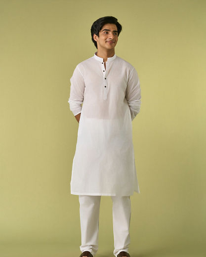 Diwas Men Elegant White Cotton Kurta Pajama