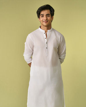 Diwas Men Elegant White Cotton Kurta Pajama