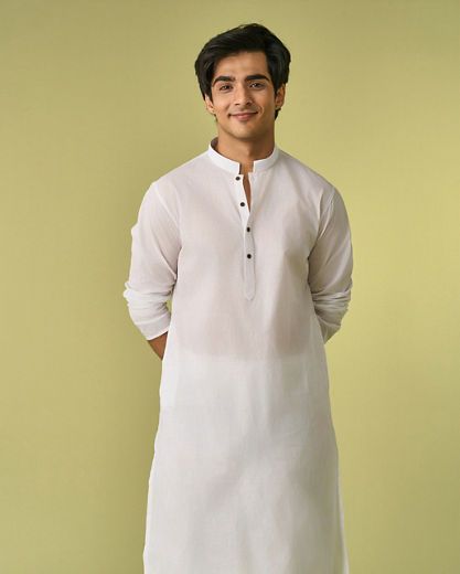 Diwas Men Elegant White Cotton Kurta Pajama