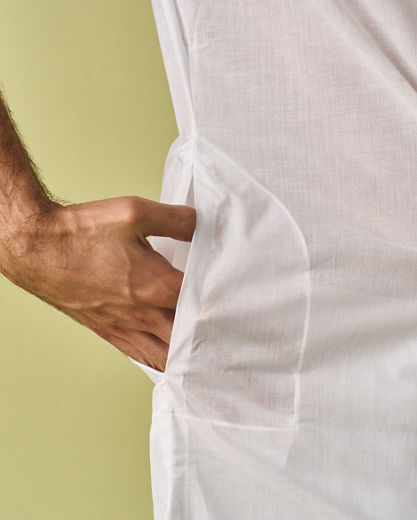 Diwas Men Elegant White Cotton Kurta Pajama