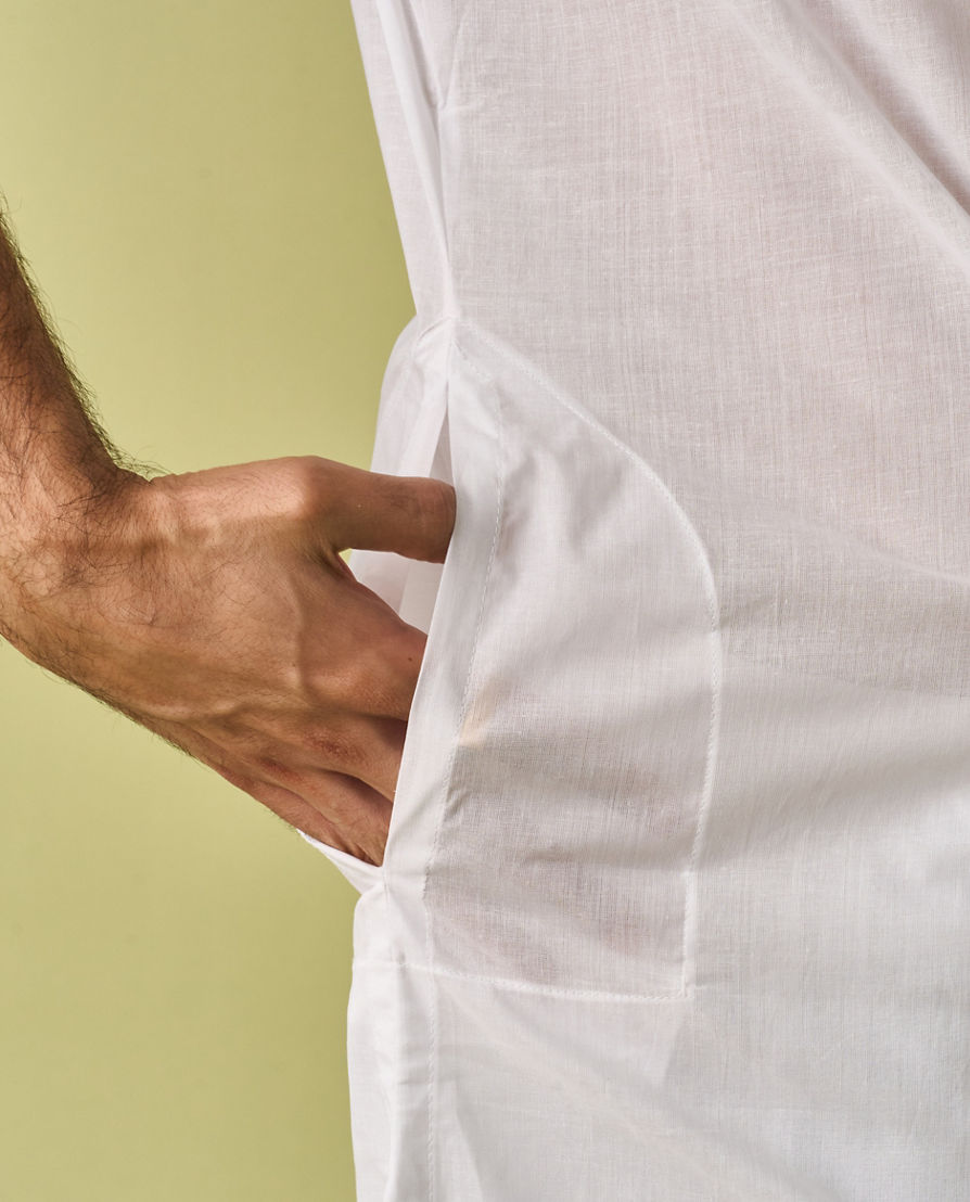 Diwas Men Elegant White Cotton Kurta Pajama