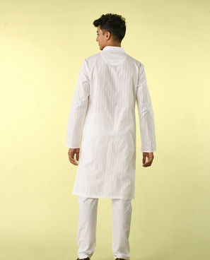 Diwas Men Elegant White Cotton Kurta Pajama