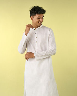 Diwas Men Elegant White Cotton Kurta Pajama