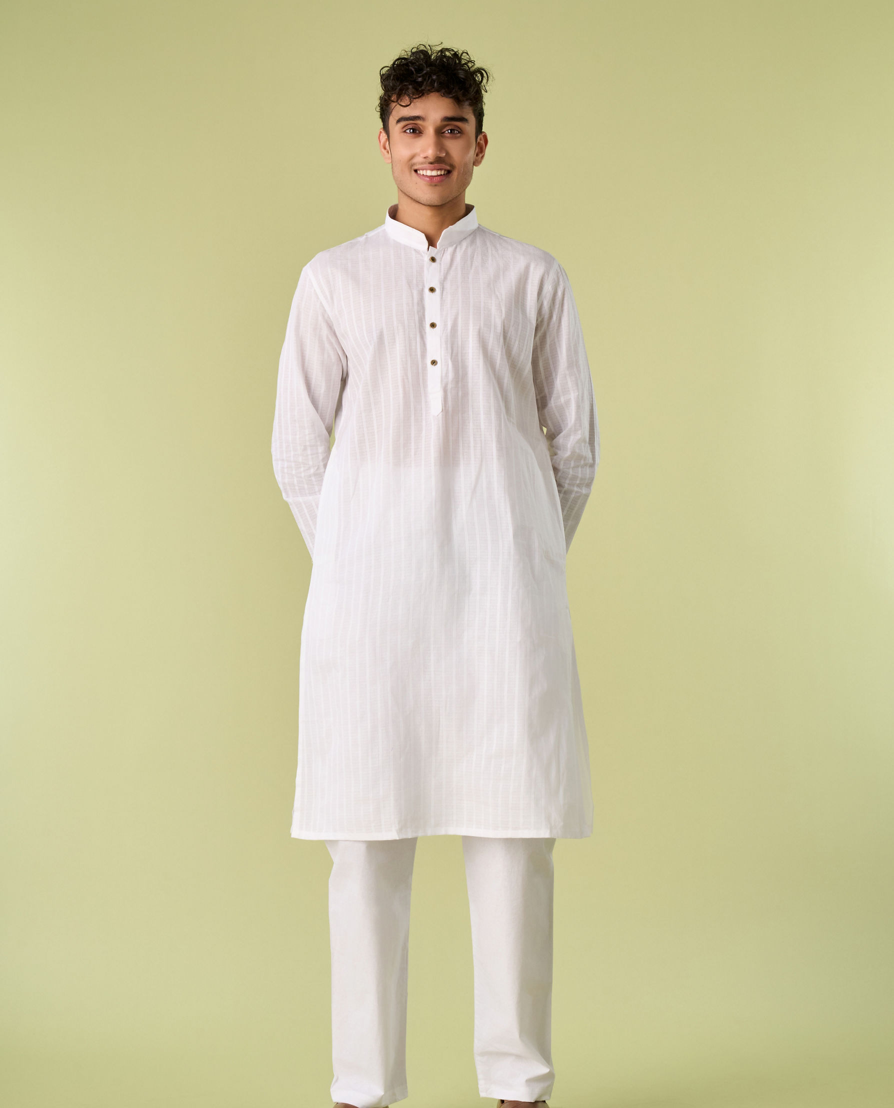 Diwas Men Elegant White Cotton Kurta Pajama