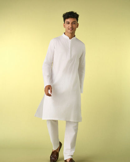 Diwas Men Radiant White Cotton Kurta Pajama