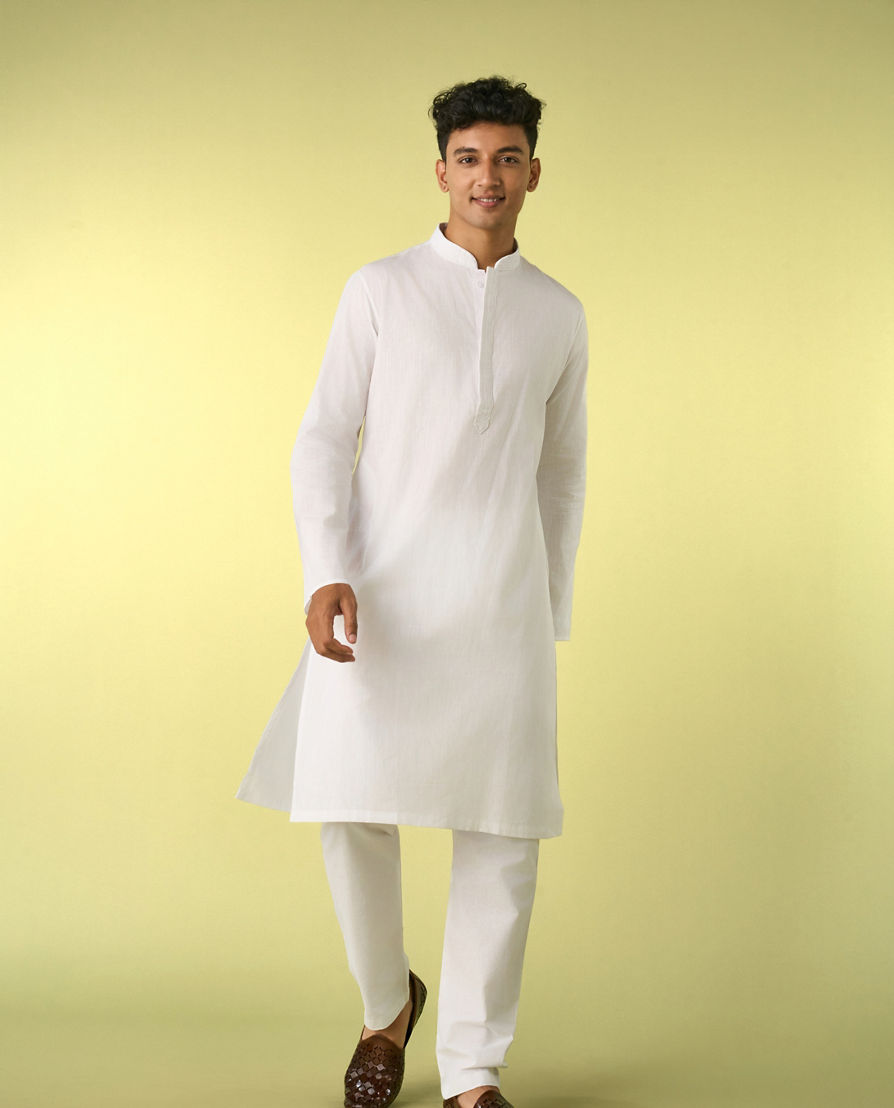 Diwas Men Radiant White Cotton Kurta Pajama
