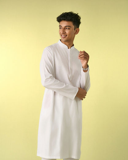 Diwas Men Radiant White Cotton Kurta Pajama