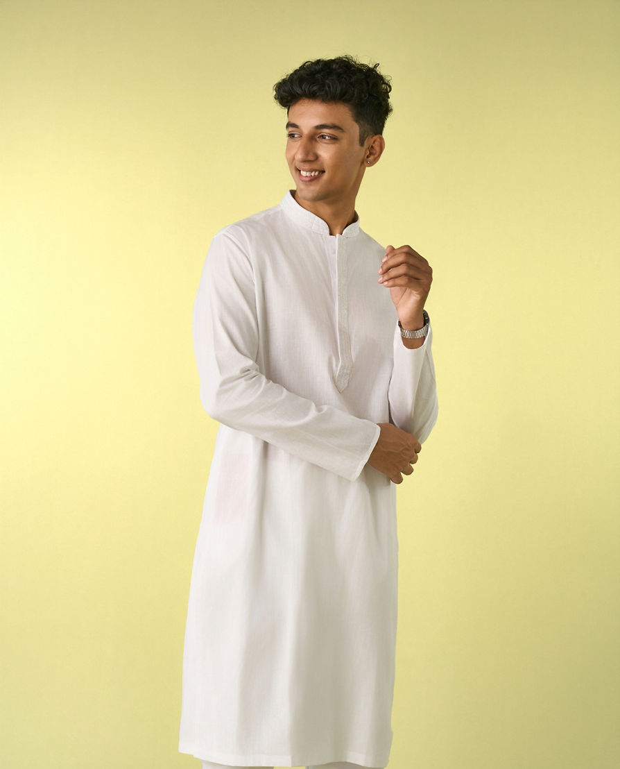 Diwas Men Radiant White Cotton Kurta Pajama