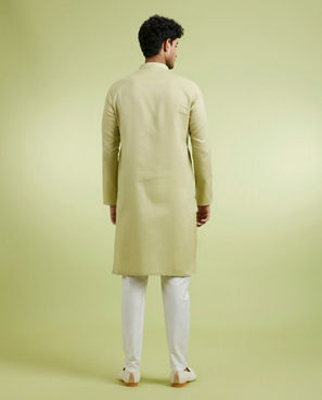 Diwas Men Enchanting Green Cotton Kurta Pajama