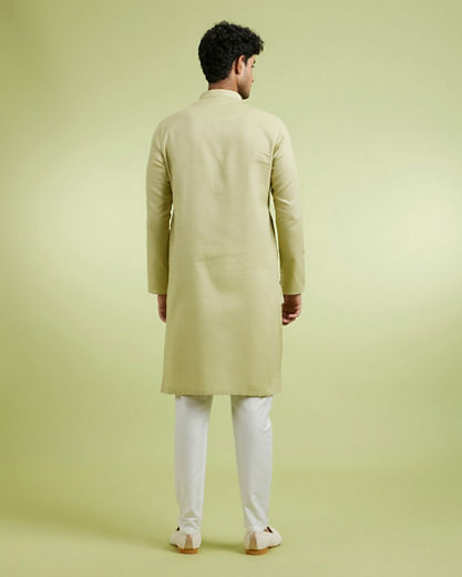 Diwas Men Enchanting Green Cotton Kurta Pajama