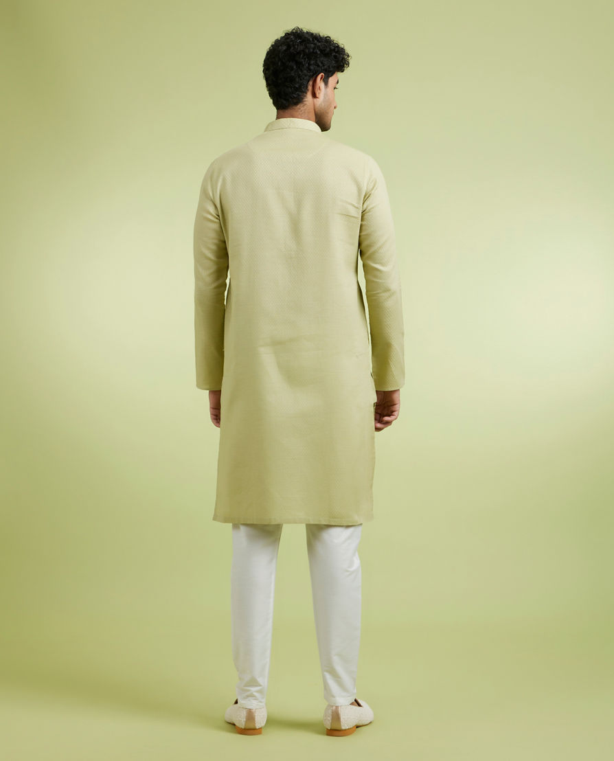 Diwas Men Enchanting Green Cotton Kurta Pajama