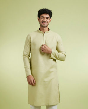 Diwas Men Enchanting Green Cotton Kurta Pajama