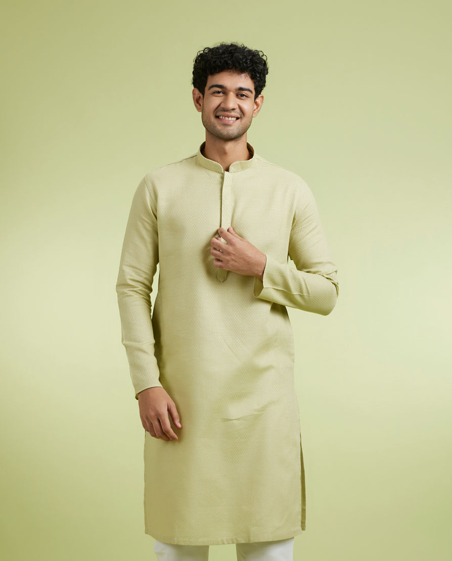 Diwas Men Enchanting Green Cotton Kurta Pajama