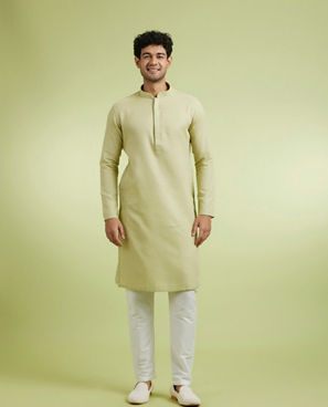 Diwas Men Enchanting Green Cotton Kurta Pajama
