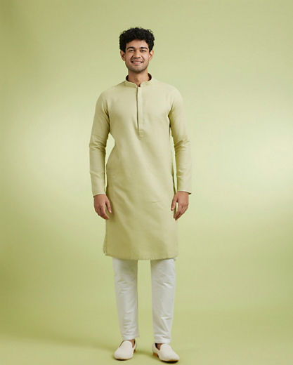 Diwas Men Enchanting Green Cotton Kurta Pajama