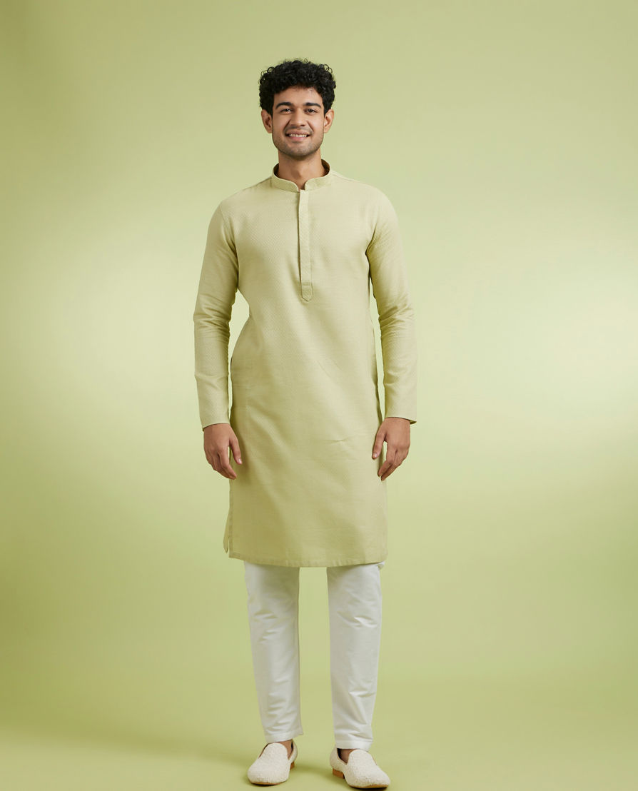 Diwas Men Enchanting Green Cotton Kurta Pajama