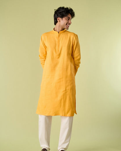 Diwas Men Mustard Spirit Kurta Pajama