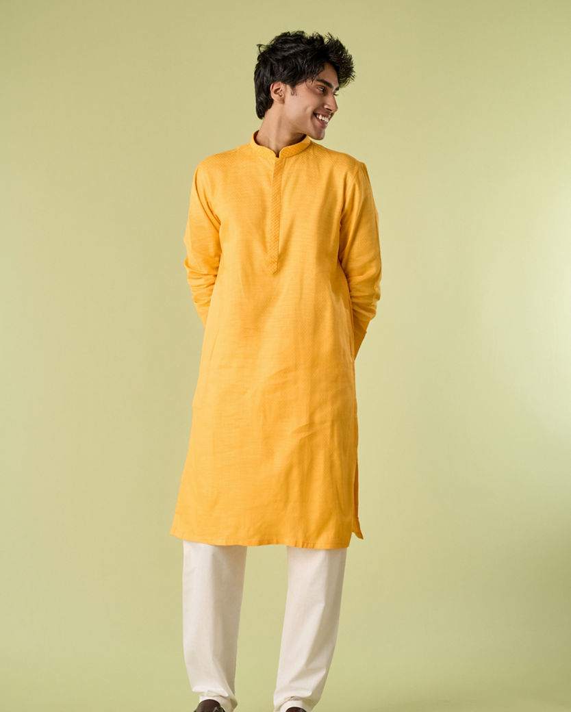 Diwas Men Mustard Spirit Kurta Pajama