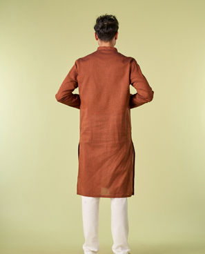Diwas Men Festive Charm Rust Kurta Pajama