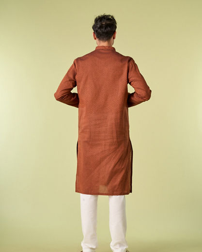 Diwas Men Festive Charm Rust Kurta Pajama