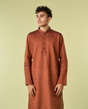 Diwas Men Festive Charm Rust Kurta Pajama