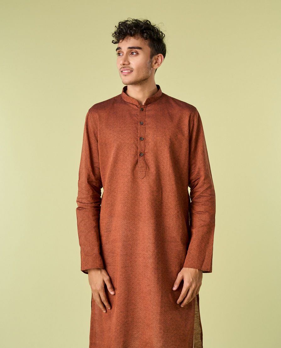 Diwas Men Festive Charm Rust Kurta Pajama