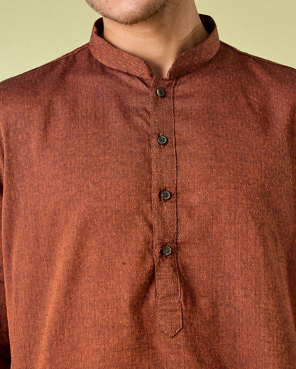 Diwas Men Festive Charm Rust Kurta Pajama