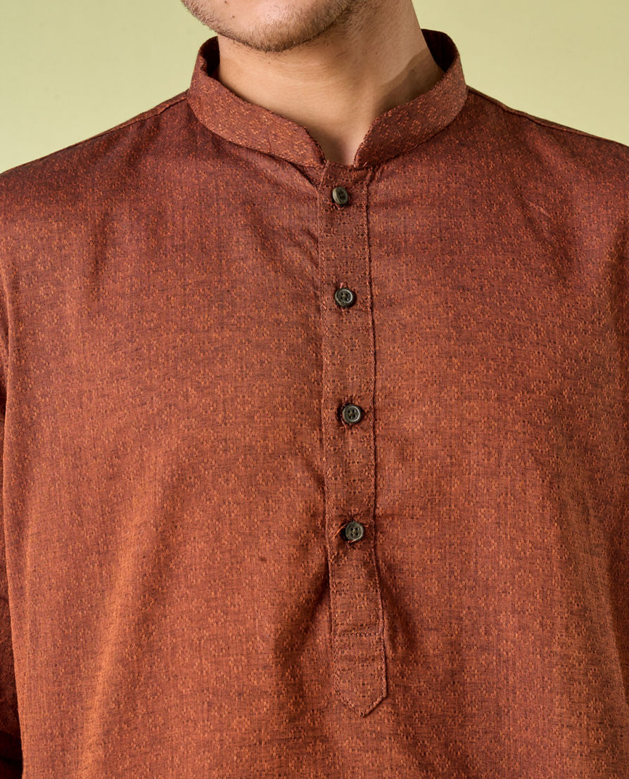 Diwas Men Festive Charm Rust Kurta Pajama
