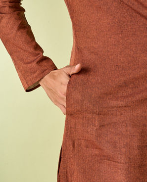 Diwas Men Festive Charm Rust Kurta Pajama
