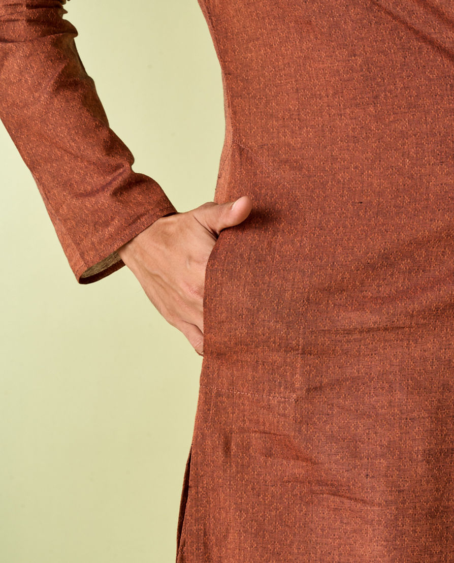 Diwas Men Festive Charm Rust Kurta Pajama