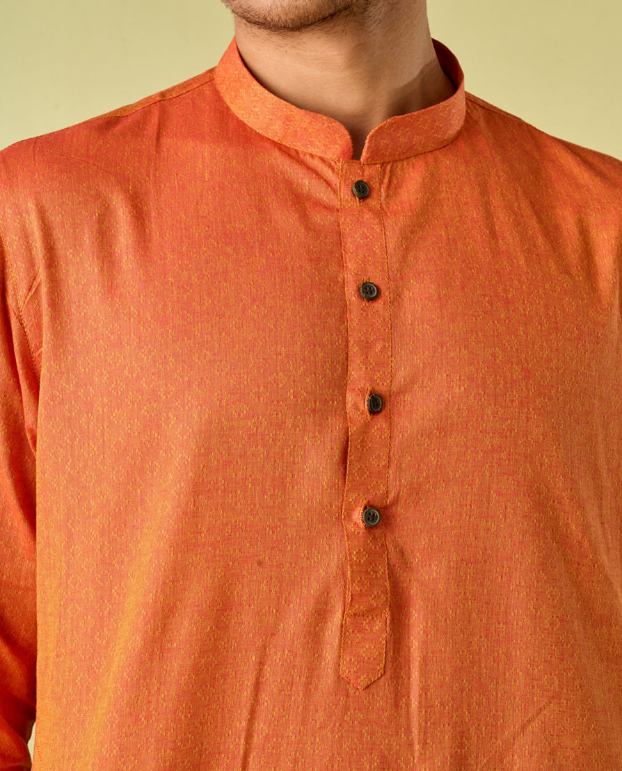 Diwas Men Radiant Orange Cotton Kurta Pajama