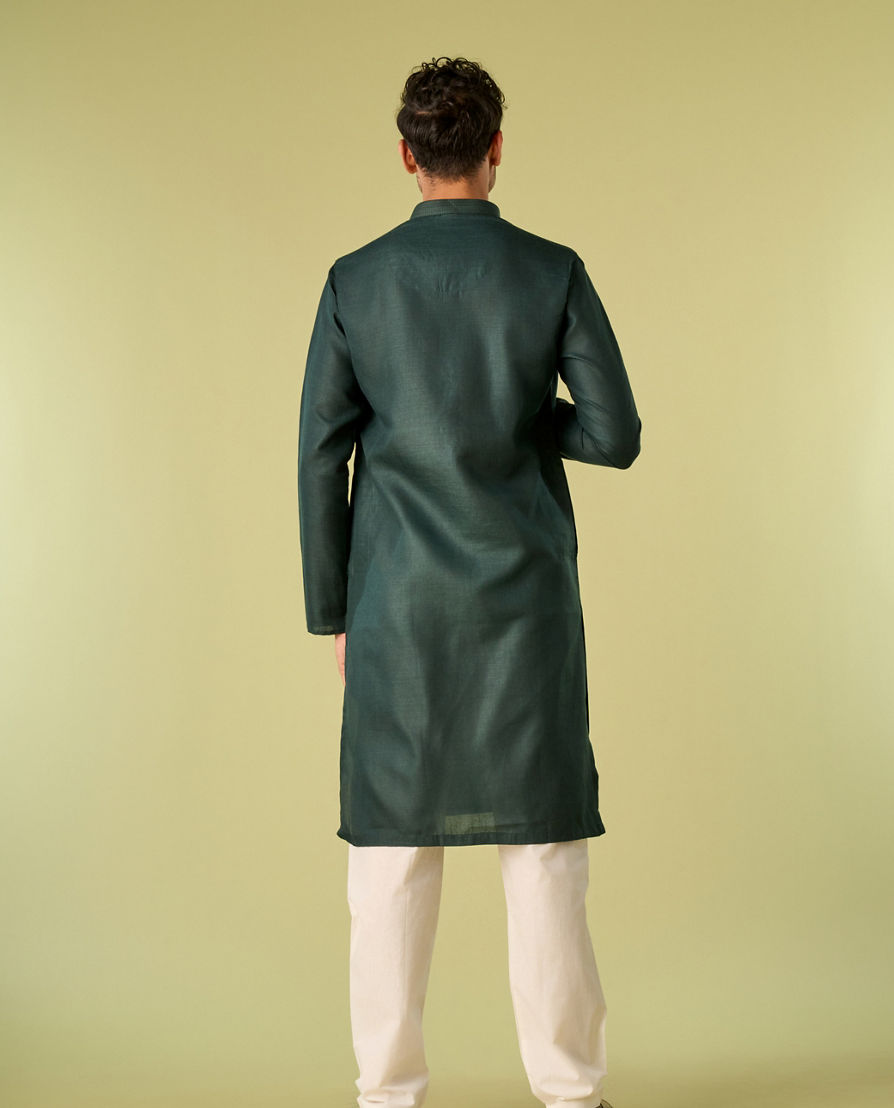 Diwas Men Dark Green Elegance Kurta Pajama