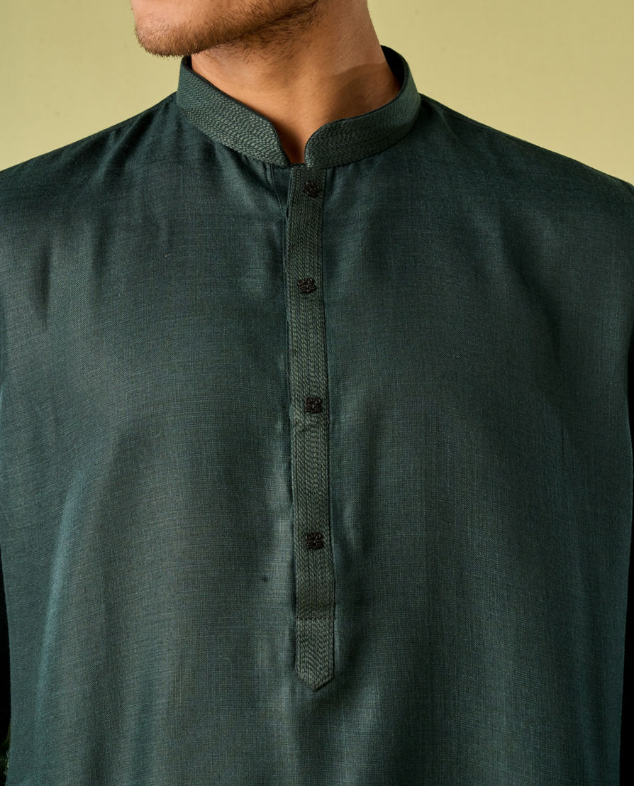 Diwas Men Dark Green Elegance Kurta Pajama