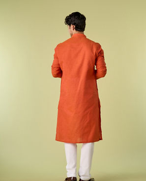 Diwas Men Regal Orange Splendor Cotton Kurta Pajama