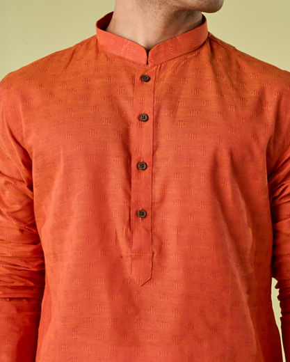 Diwas Men Regal Orange Splendor Cotton Kurta Pajama