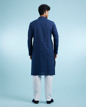 Diwas Men Dark Blue Cotton Kurta Pajama