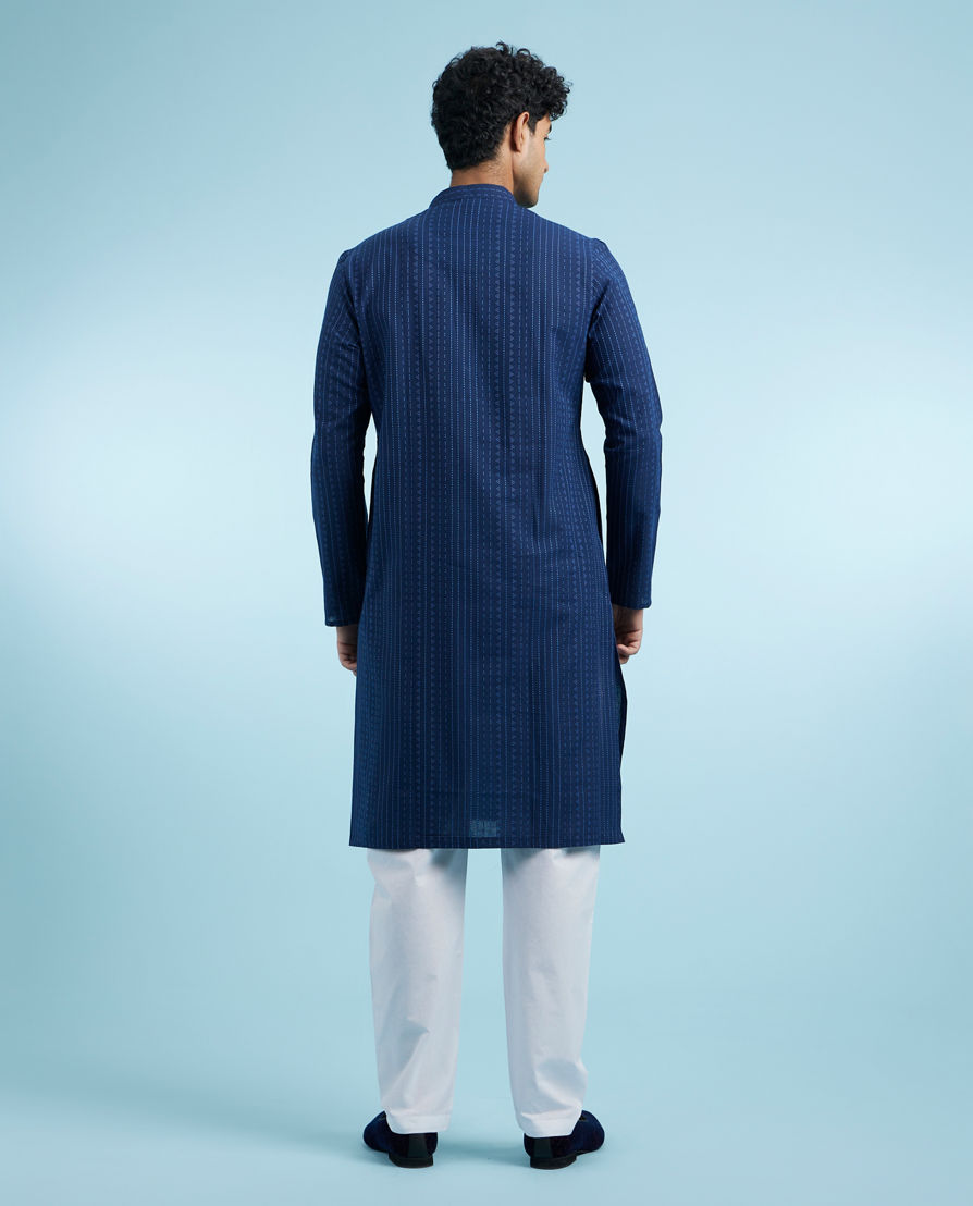 Diwas Men Dark Blue Cotton Kurta Pajama