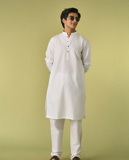 Diwas Men White Cotton Radiance Kurta Pajama