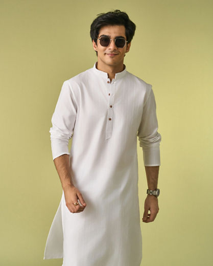 Diwas Men White Cotton Radiance Kurta Pajama
