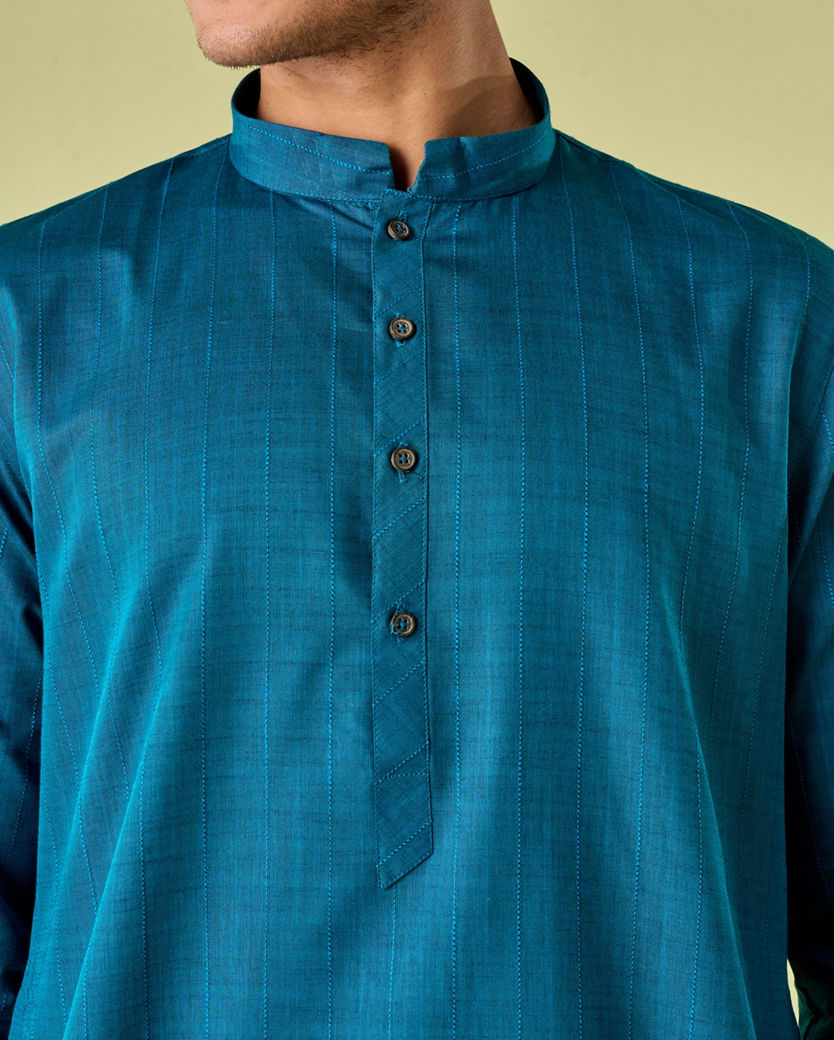 Diwas Men Tranquil Teal Blue Kurta Pajama