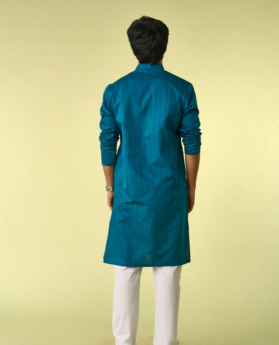 Diwas Men Tranquil Teal Blue Kurta Pajama