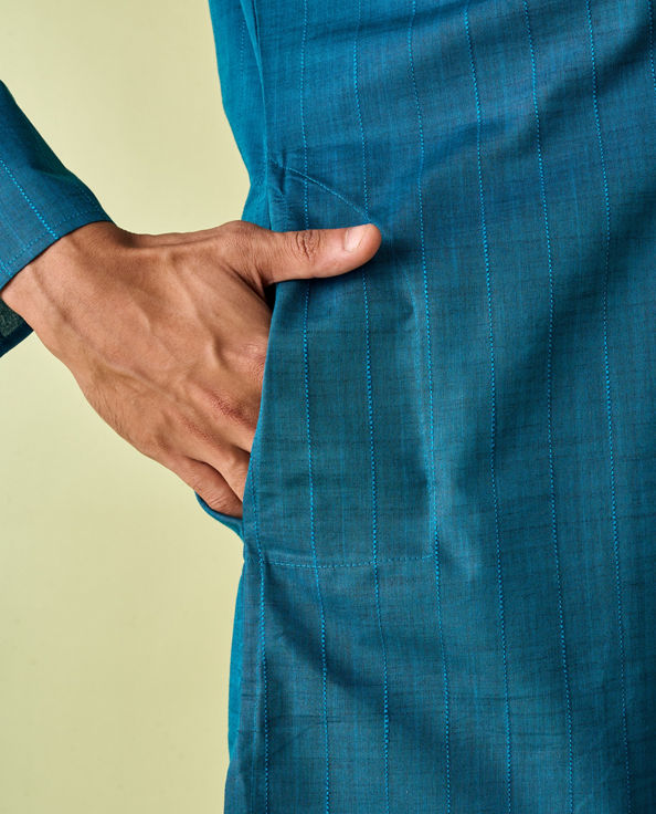 Diwas Men Tranquil Teal Blue Kurta Pajama